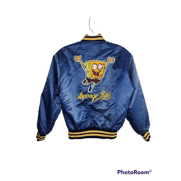 Mr P's Something Special Satin VTG Embroidered Spongebob Jacket Kids Sz 9-10 - Picture 1 of 12